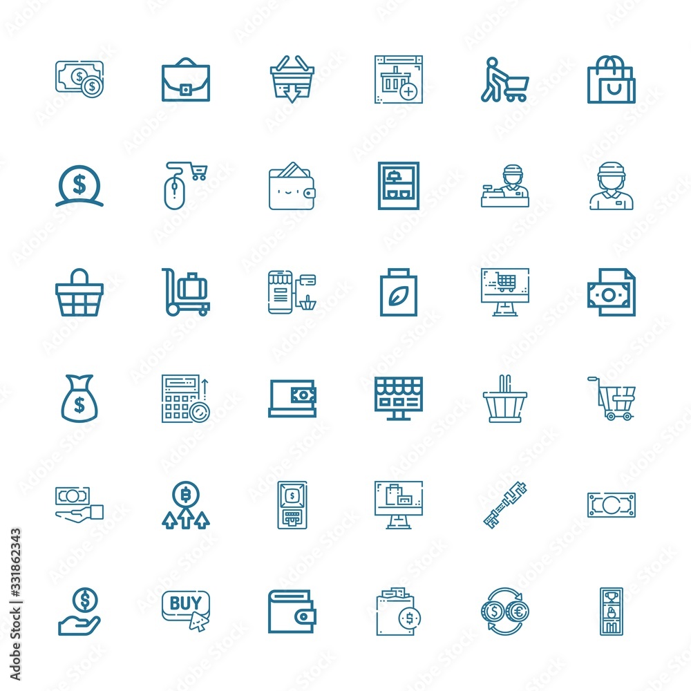 Editable 36 commerce icons for web and mobile