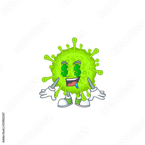 Rich orthocoronavirinae with Money eye mascot character concept