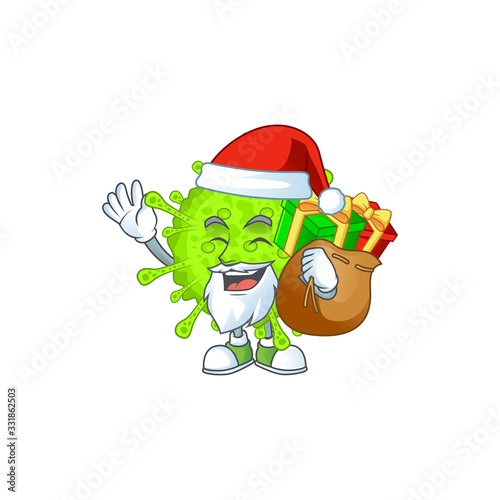 Orthocoronavirinae Cartoon character of Santa with box of gift
