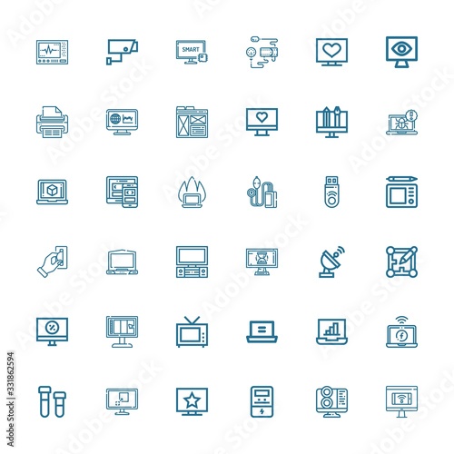 Editable 36 monitor icons for web and mobile