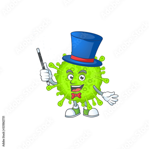 Charming orthocoronavirinae cartoon design performance as a Magician style