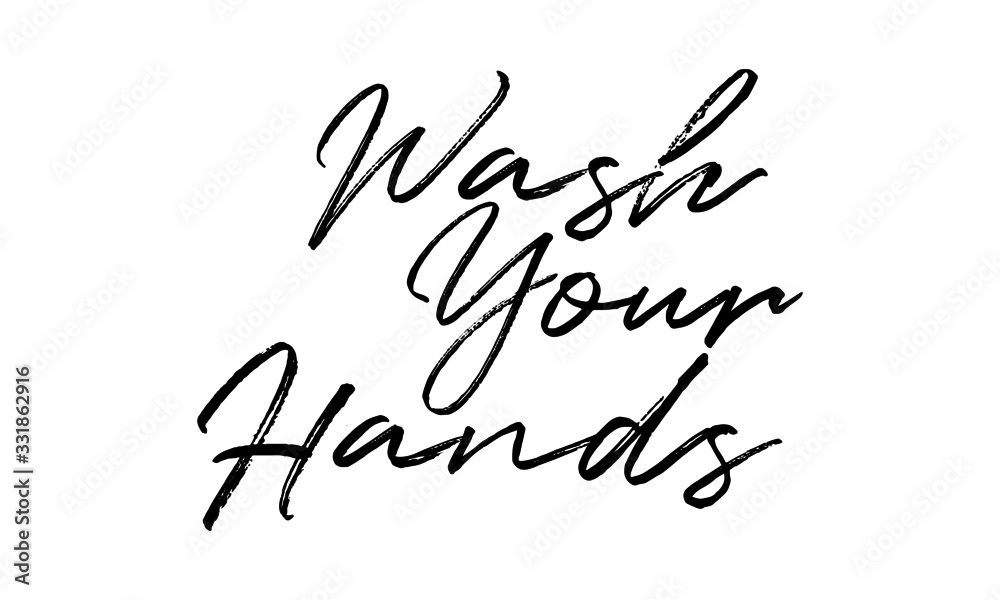 Plakat wash your hands Cursive hand lettering digital art