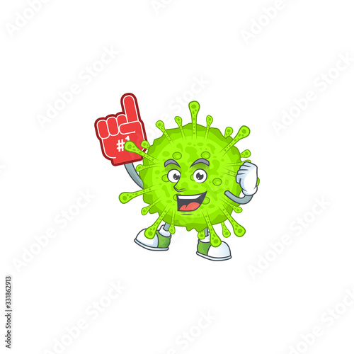 Orthocoronavirinae presented in cartoon character design with Foam finger