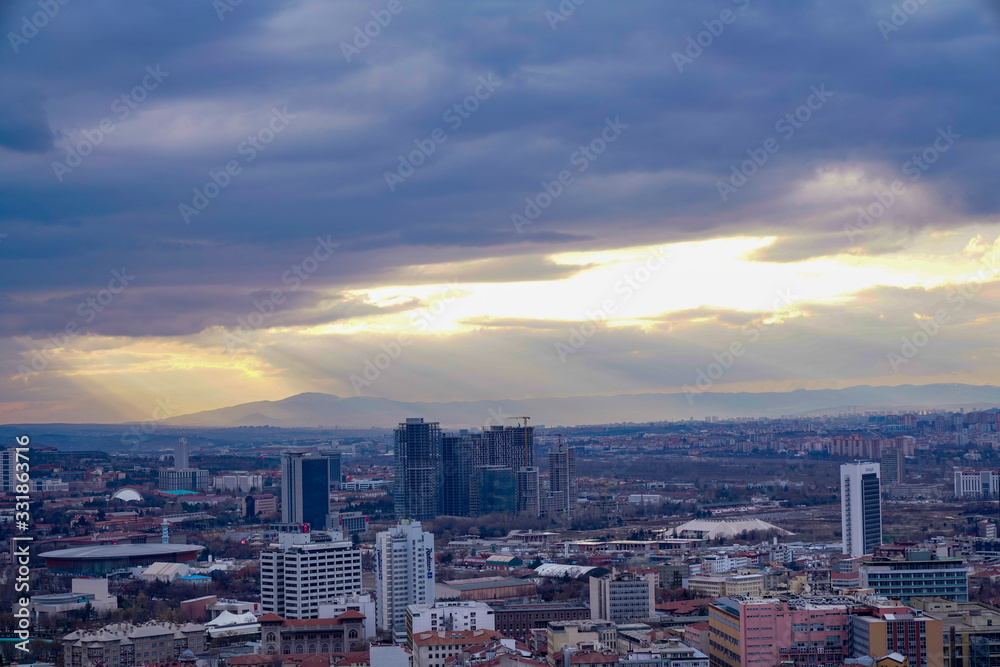 Panoramic view of Ankara city 4K. Ankara is the capital city of Turkey