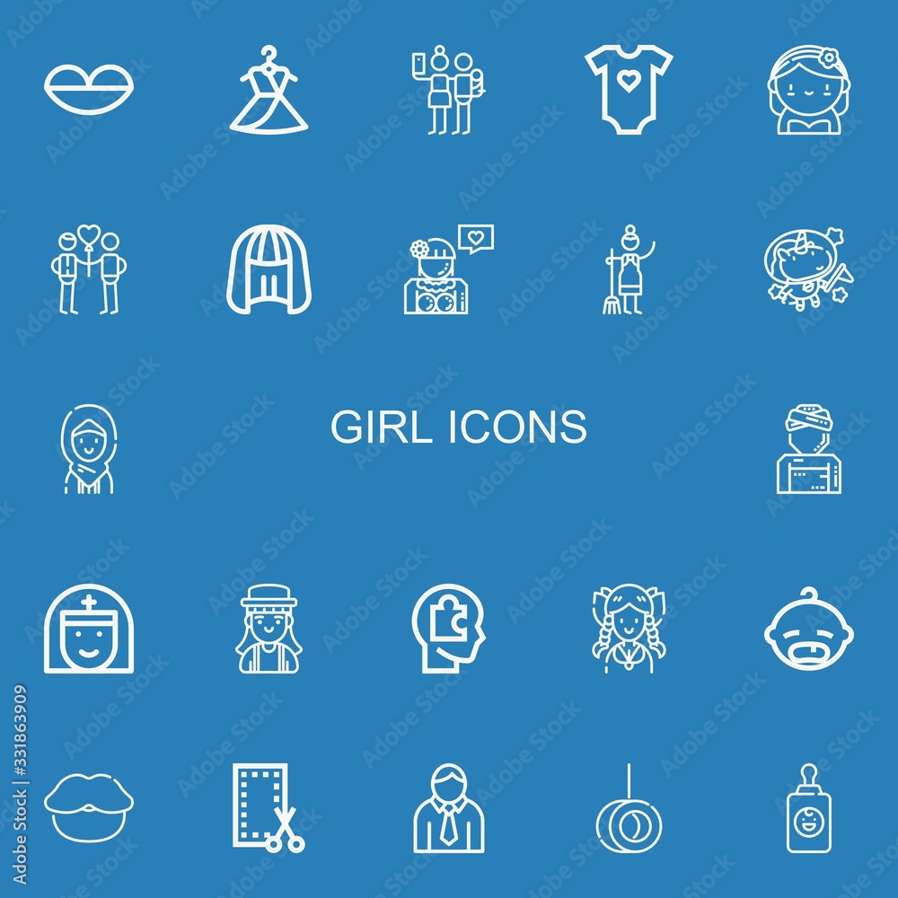 Editable 22 girl icons for web and mobile Editable 22 girl icons for web and mobile