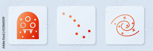Set Great Bear constellation, Alien and Black hole. White square button. Vector