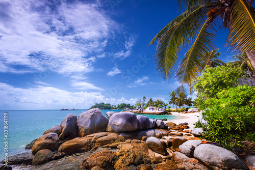 Panorama beach and rock Formation Photos at Berhala island kepulauan Riau photo