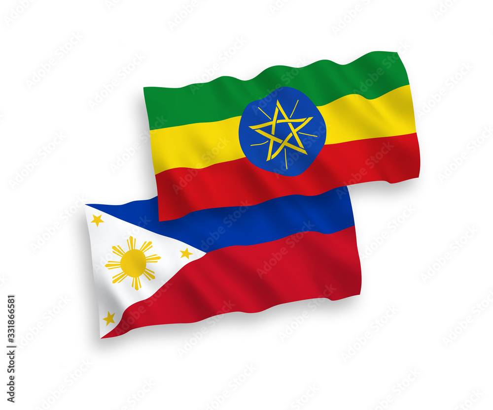 Flags of Philippines and Ethiopia on a white background Flags of Philippines and Ethiopia on a white background