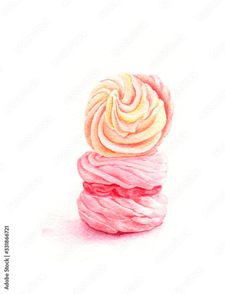 Creatively watercolor paindet dessert marshmallow Creatively watercolor paindet dessert marshmallow