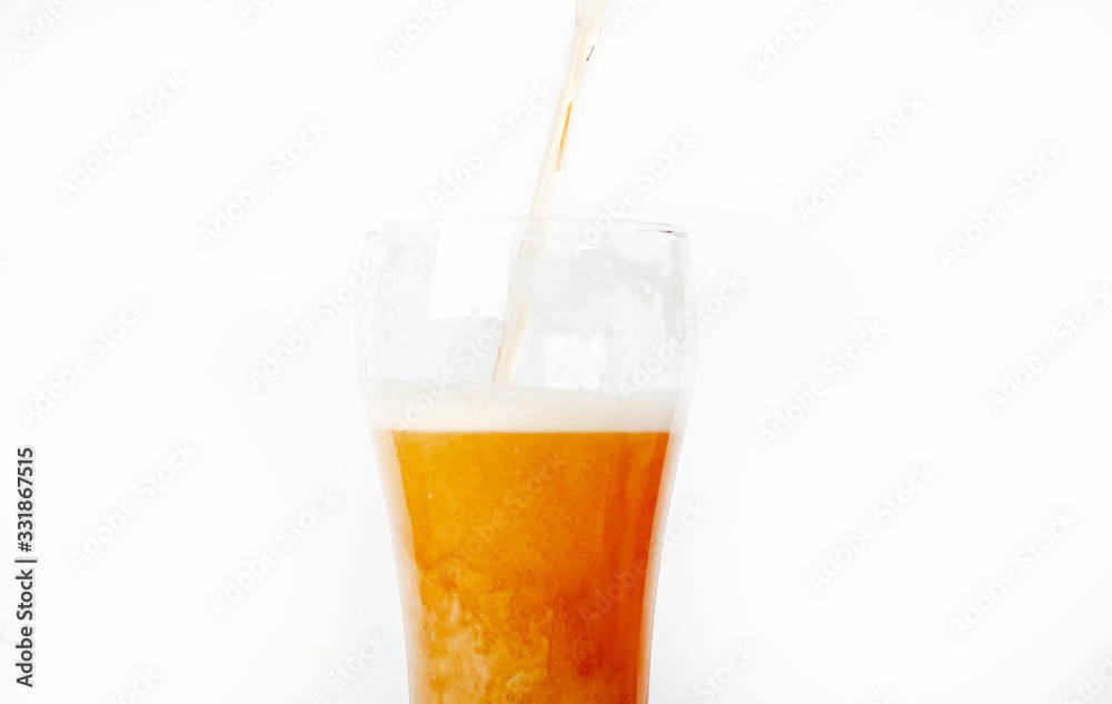 pour beer on a white background pour beer on a white background