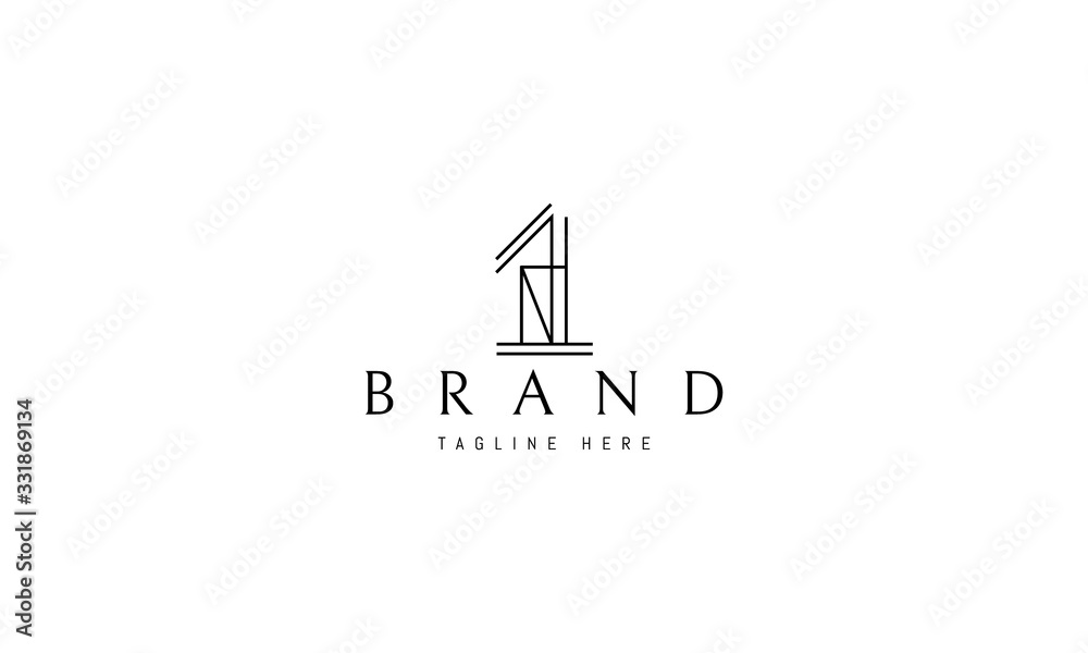 Vector line logo on which the abstract image of the building in the form of numbers one. Vector line logo on which the abstract image of the building in the form of numbers one.