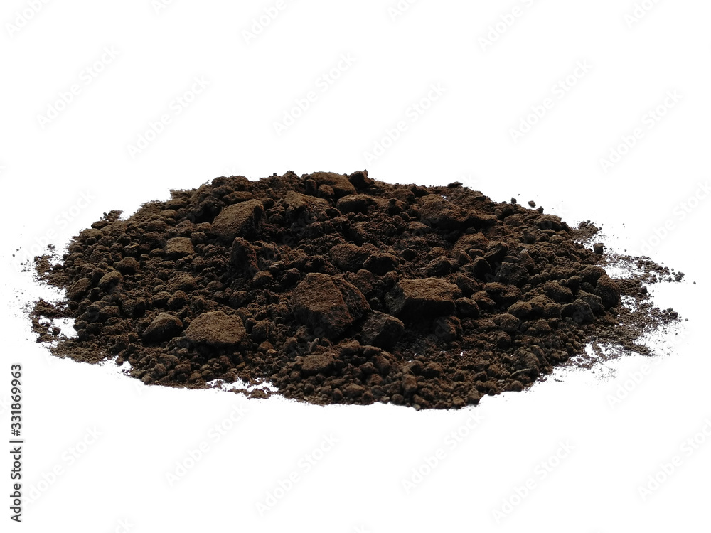 Soil arrangement with clipping path. Soil or land texture on white background. Soil arrangement with clipping path. Soil or land texture on white background.