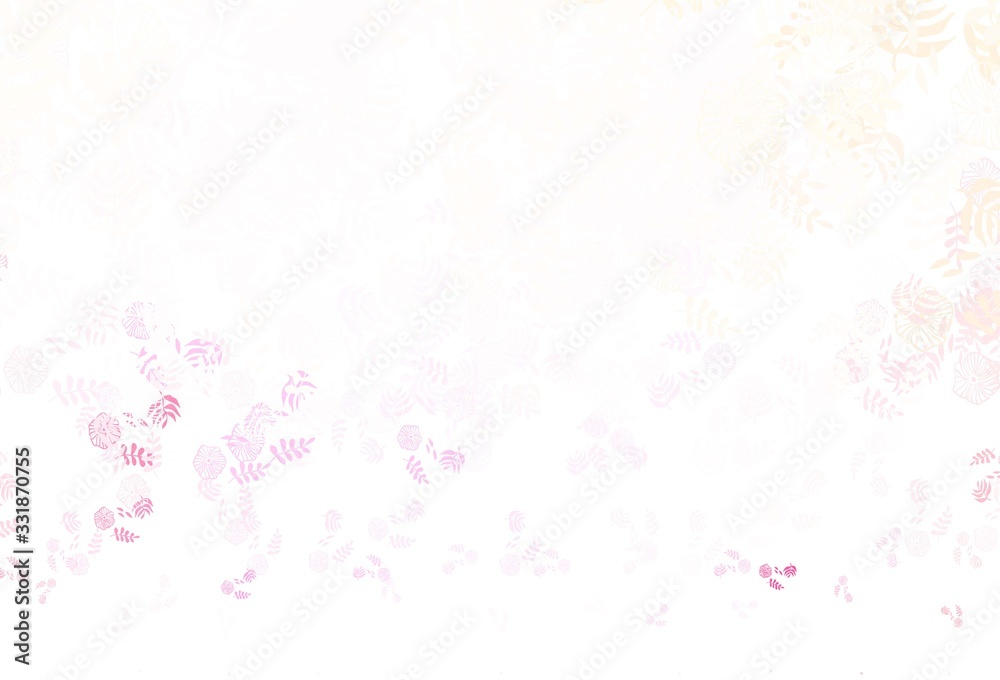Light Pink, Yellow vector natural pattern with leaves.