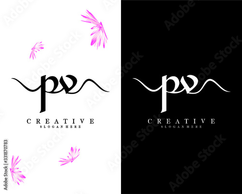 creative simple pv, vp letter logo template vector