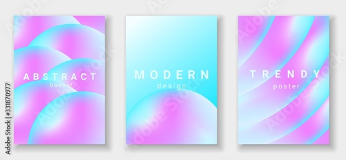 Set of vertical banners with abstract fluid shapes. Modern design with liquid vibrant background.