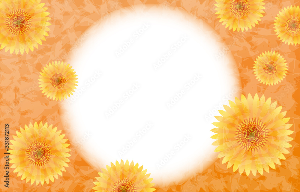 向日葵のフレームイラスト オレンジ背景 Stock Vector Adobe Stock