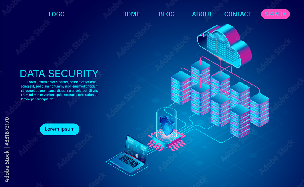 Data security concept. protects data from thefts data and hacker attacks. isometric flat design. Vector illustration Data security concept. protects data from thefts data and hacker attacks. isometric flat design. Vector illustration