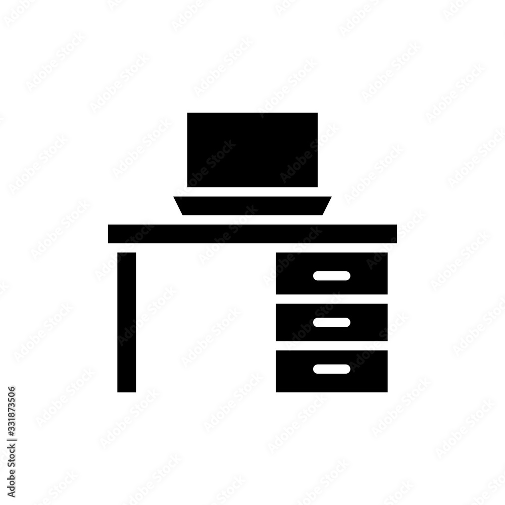 Laptop Desk vector icon Glyph Illustration Laptop Desk vector icon Glyph Illustration