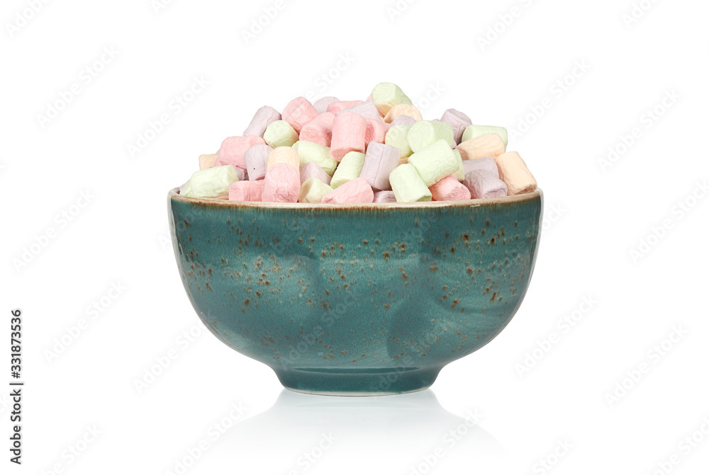 Heap of delicious marshmallows in a bowl, isolated Heap of delicious marshmallows in a bowl, isolated