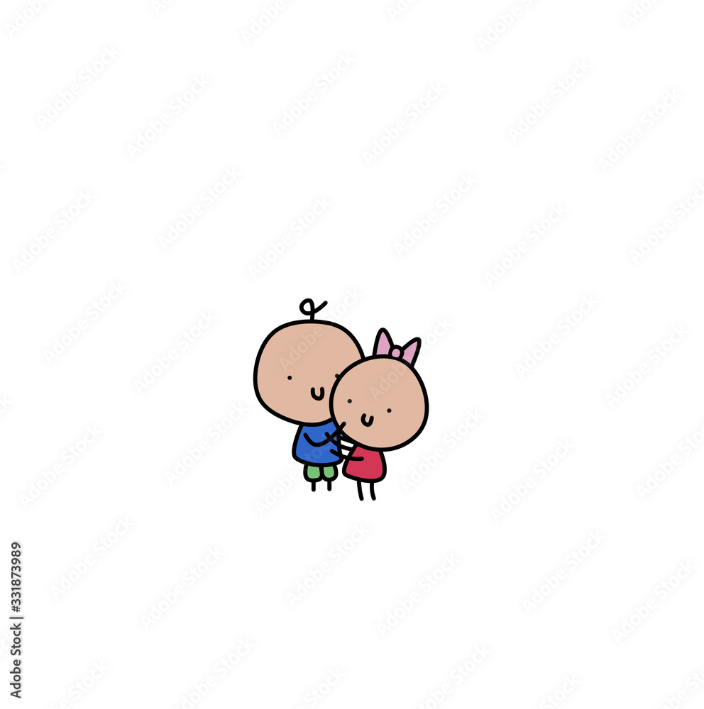Brother and little sister hugging children's illustration Brother and little sister hugging children's illustration
