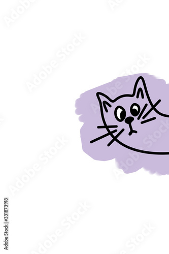 Cute purple cat children's drawing