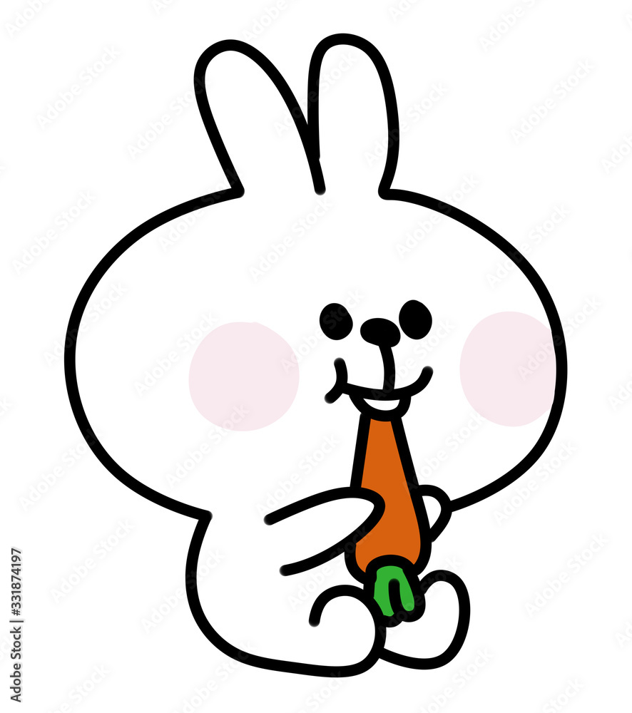 Cute rabbit sits and eats carrot the children's book illustration Cute rabbit sits and eats carrot the children's book illustration
