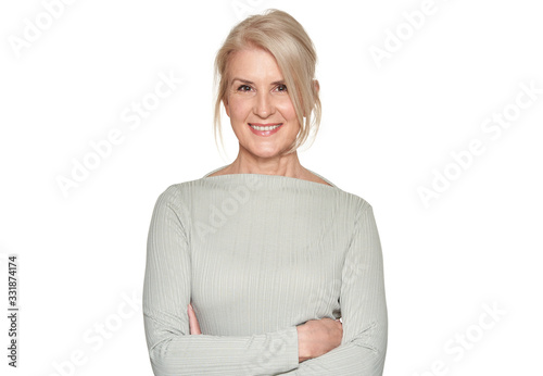 Portrait of business woman is smiling isolated