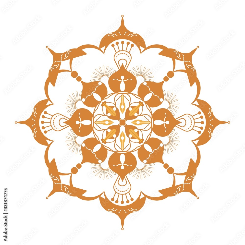 Fototapeta premium Luxury ornamental mandala design background in gold color. Luxury flower decoration Ramadan background.