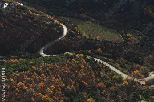 Road in the mountains near Meteora Monastery, an UNESCO World Heritage. Kalambaka (Kalabaka), Greece.