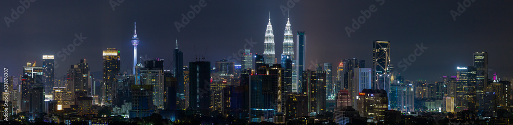 Kuala Lumpur skyline panoramic aerial view of buildings and landmarks centre Kuala Lumpur city.
