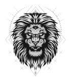 Angry lion king head logo