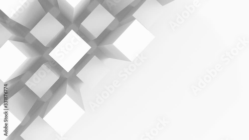 loopable up and down in Aerial view of white cube box stack wall motion design footage background.