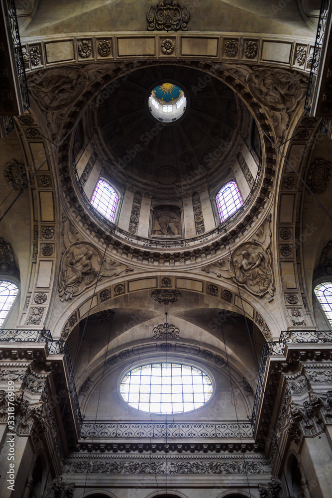 Architecture inside the Saint Paul Church - Paris, France