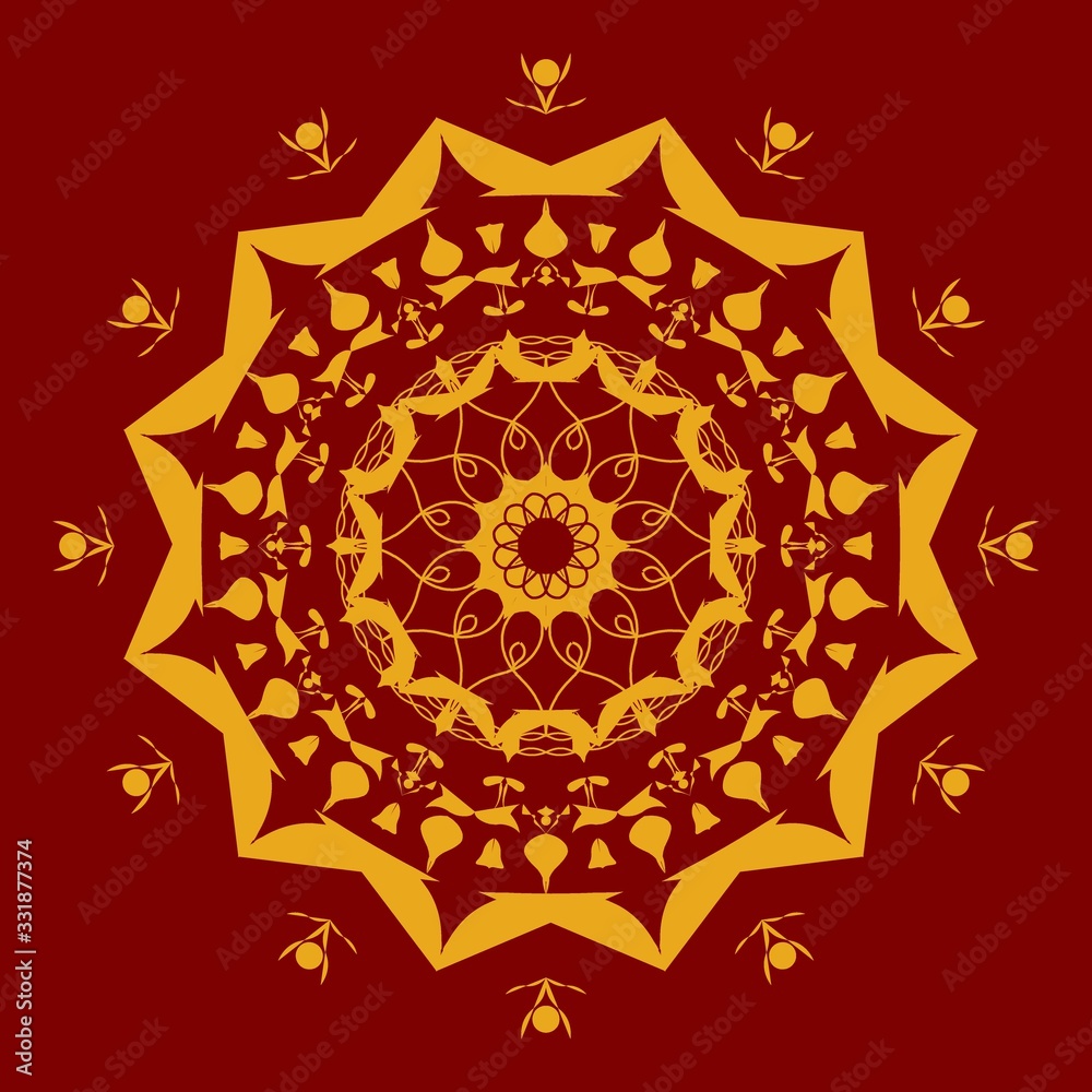 Luxury ornamental mandala design background in gold color. Luxury flower decoration Ramadan background.