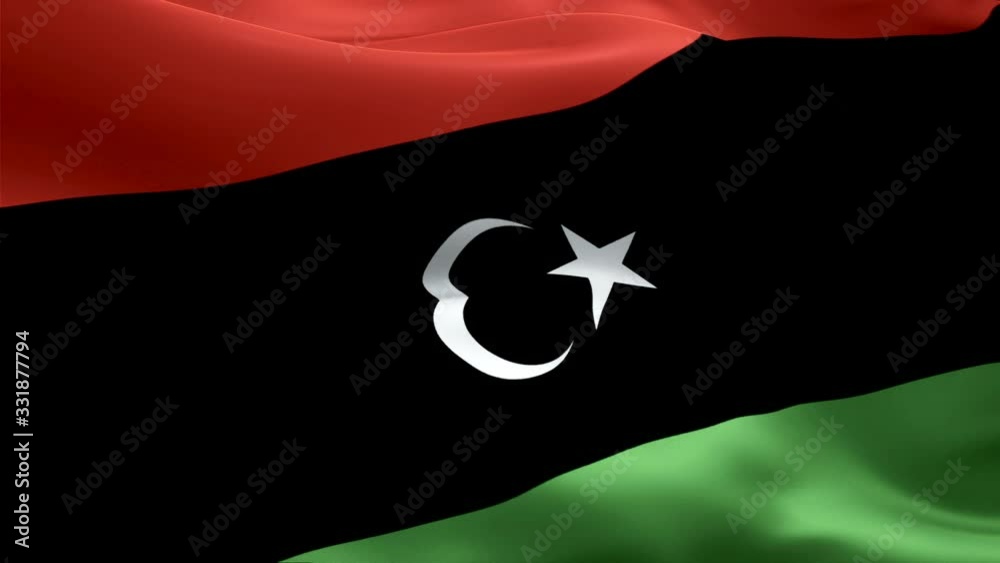 Libya flag Motion Loop video waving in wind. Realistic Libyan Flag ...