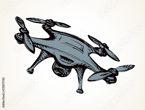 Drone in flight. Vector drawing