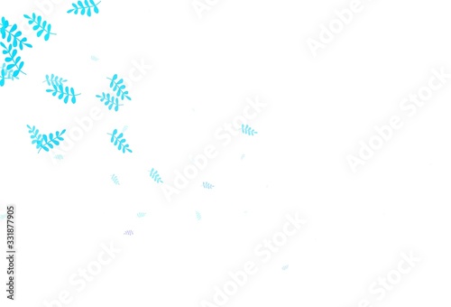 Light Pink, Blue vector doodle layout with leaves.