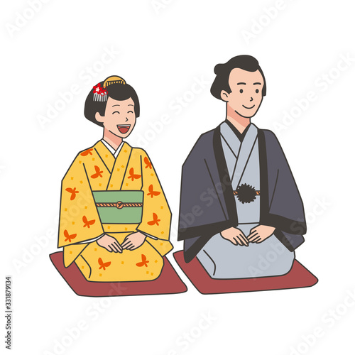 江戸　町民　男女　イラスト　