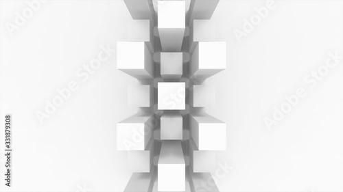 loopable up and down in Aerial view of white cube box stack wall motion design footage background.