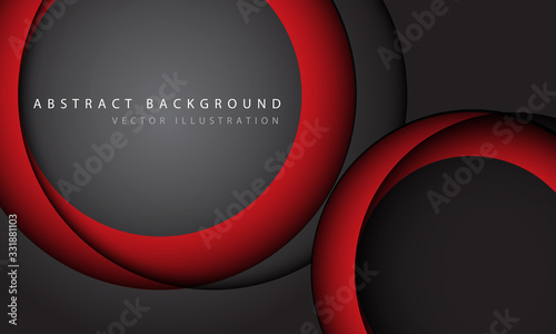 Abstract red circle overlap shadow on grey with simple text design modern futuristic background vector illustration.