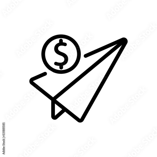 plane money transfer icon vector. plane money transfer sign. isolated contour symbol illustration