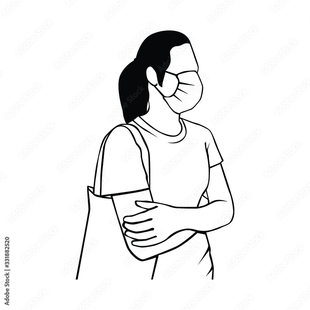 Woman with mask drew icon vector Woman with mask drew icon vector
