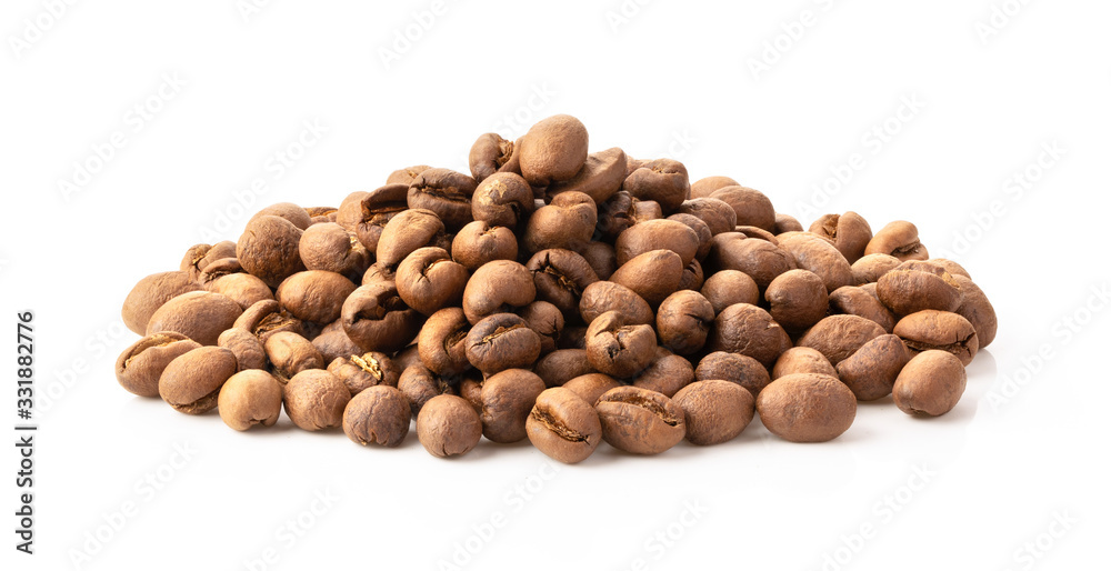 soft roasted coffee beans isolated on a white background soft roasted coffee beans isolated on a white background