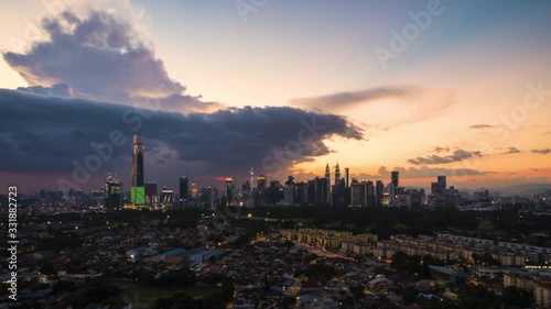 Time Lapse Of Kuala Lumpur Cityscape With Dramatic Sunset.HD
