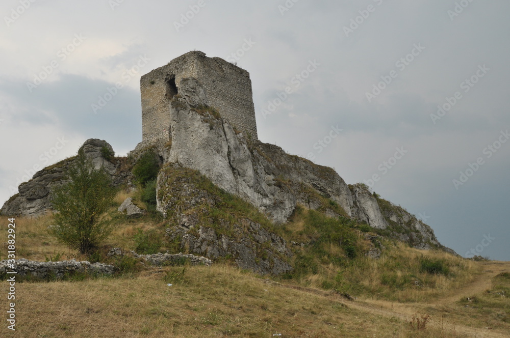 Castle in Olsztyn. Poland. Walls, towers and the ruins of the royal castle.