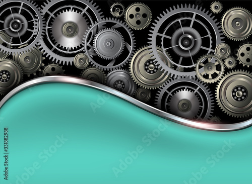 Background 3D with technology gears, vector illustration.