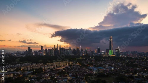 Time Lapse Of Kuala Lumpur Skyline Overlooking cityscape.HD