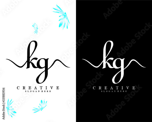 kg, gk initial handwriting logo template design vector