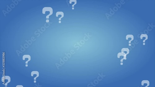 青い背景に浮かぶシンプルなクエスチョンマーク　Simple question mark floating on blue background