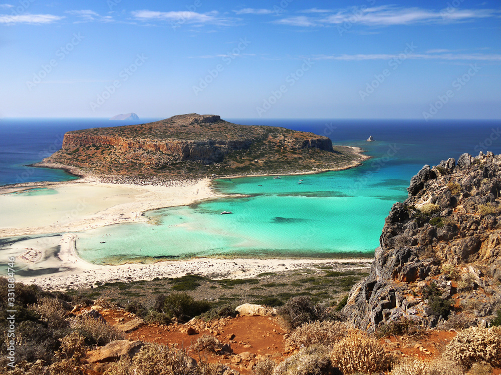 White beaches and blue lagoon, Coast of Crete, Greece